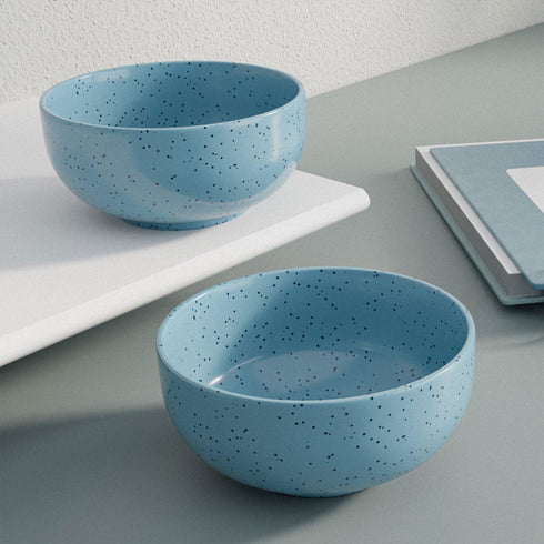 Sky Blue Marble Ceramic Bowl Set Of 4 - The Earth Store - Bowl